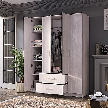 Шкаф 4-х створчатый Титан Ясень белый