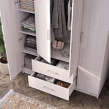 Шкаф 4-х створчатый Титан Ясень белый