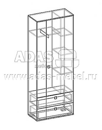 Шкаф 2-х створчатый Богемия - схема