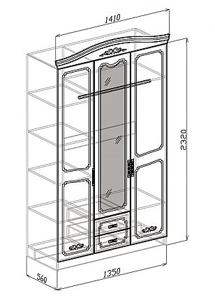 Шкаф 3-х дверный Ева. Схема. 