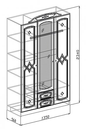 Шкаф 3-х створчатый Классика. Схема.
