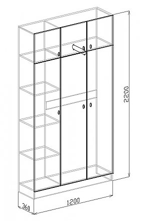 Шкаф 3-х створчатый Вега. Схема.