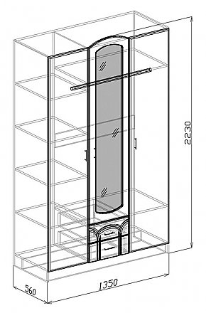 Шкаф 3-х створчатый Марта. Схема.