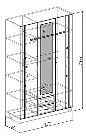 Шкаф 3-х створчатый Палермо. Схема.
