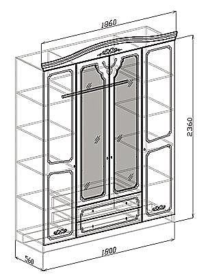 Шкаф 4-х створчатый Лира. Схема.