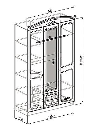 Шкаф 3-х створчатый Лира. Схема.