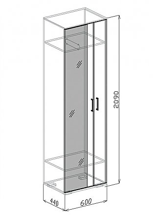 Шкаф с зеркалом Лидер №2. Схема.