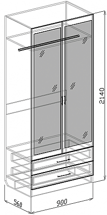 Шкаф 2-х створчатый с ящиками Атлантида. Схема.