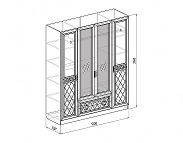 Шкаф 4-х створчатый Флоренция схема