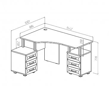 Стол письменный, компьютерный Соло - схема