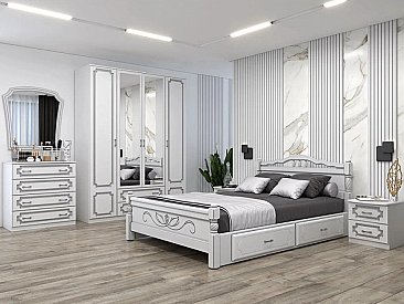 Тумба прикроватная Белый жемчуг - в интерьере спальни