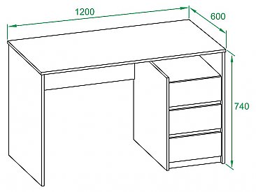 Письменный стол СПм-21 - размеры
