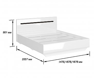 Кровать двуспальная с настилами Стокгольм (140 / 160 / 180) Белый глянец