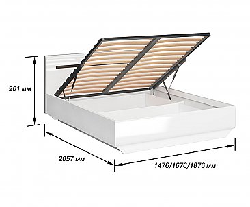 Кровать двуспальная с подъемным механизмом Стокгольм (140 / 160 / 180) Белый глянец