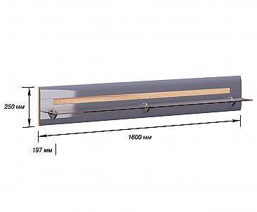 Полка навесная Стокгольм №1 Графит глянец