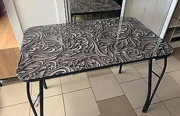 Стол кухонный со стеклом Волна 100