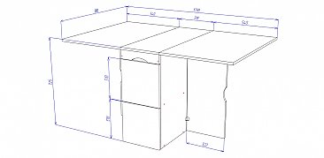 Стол-книжка с комплектом табуретов - схема с размерами
