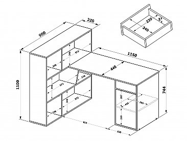 Письменный стол СПм-12 - схема с размерами