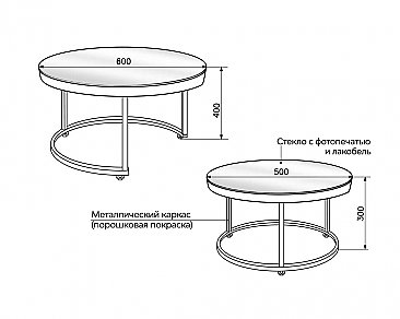Стол журнальный со стеклом Остин - Схемы