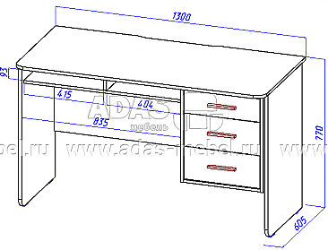 Письменный стол Сканди 130 - схема