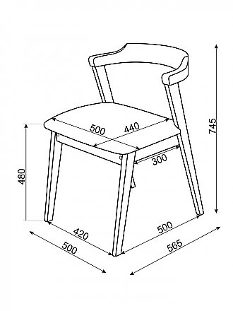 Стул деревянный Штаер (Тёмный тон/RS-32) - размеры