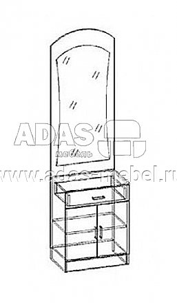 Тумба с зеркалом Квартет 60 схема