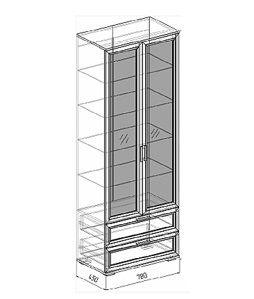 Витрина Корвет Люкс №35 Бодега - схема с размерами